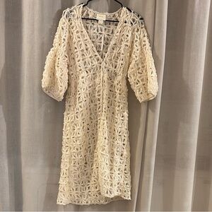 Anthropologie Cream Crochet Duster / Swim Coverup
